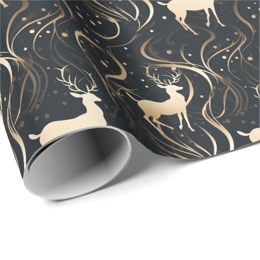Silhouette für Radiant Black & Gold Swirl Geschenkpapier (Rolleneckpunkt)