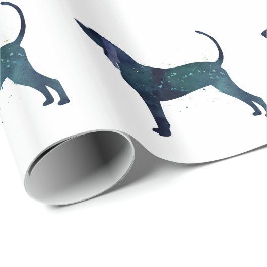 Silhouette für Schwarz-Tan Coonhound Geschenkpapier (Rolleneckpunkt)