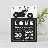 Silhouette für Schwarz-Weiß-Motorräder Save the Da Date (Stehend Vorderseite)