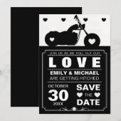 Silhouette für Schwarz-Weiß-Motorräder Save the Da Date (Vorne/Hinten)