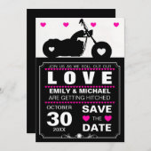 Silhouette für Schwarz-Weiß-Motorräder Save the Da Einladung (Vorne/Hinten)