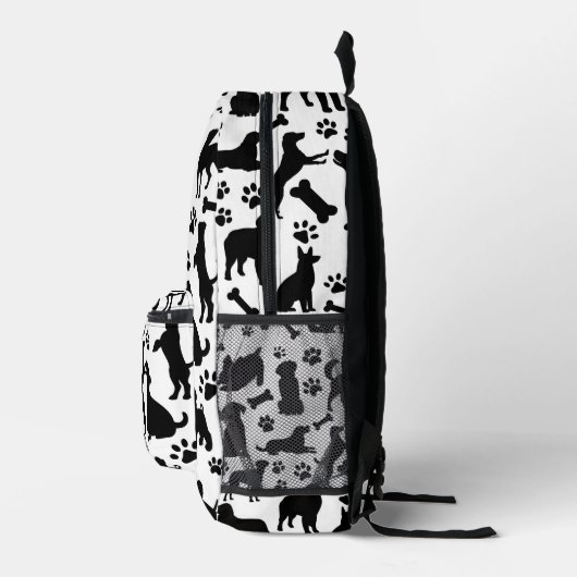 Silhouette für Schwarze und Weiße Hunde Bedruckter Rucksack (Rechts)