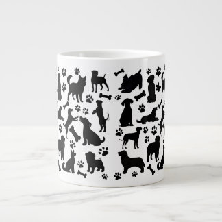 Silhouette für Schwarze und Weiße Hunde Jumbo-Tasse