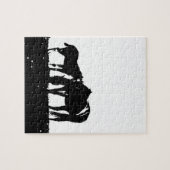 Silhouette für Schwarze und Weiße Pferde Puzzle (Horizontal)