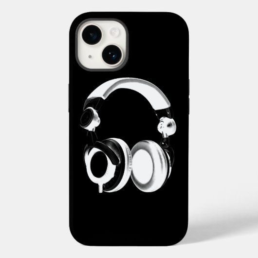 Silhouette für Schwarzweiß-Headphones Case-Mate iPhone Hülle (Rückseite)