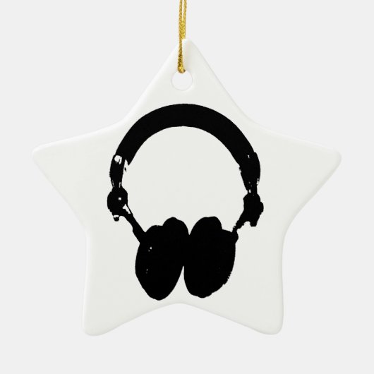 Silhouette für Schwarzweiß-Headphones Keramik Ornament (Vorne)