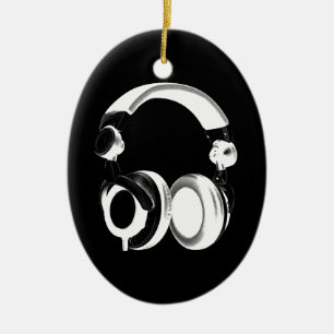 Silhouette für Schwarzweiß-Headphones Keramik Ornament