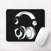 Silhouette für Schwarzweiß-Headphones Mousepad (Mit Mouse)
