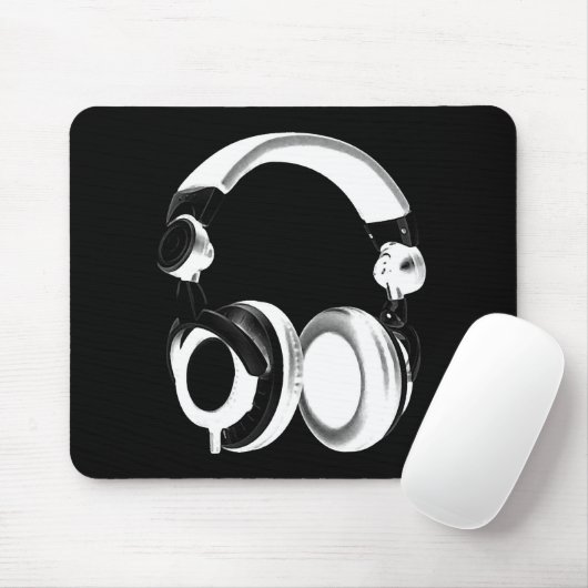 Silhouette für Schwarzweiß-Headphones Mousepad (Mit Mouse)