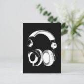 Silhouette für Schwarzweiß-Headphones Postkarte (Stehend Vorderseite)