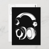 Silhouette für Schwarzweiß-Headphones Postkarte (Vorne/Hinten)