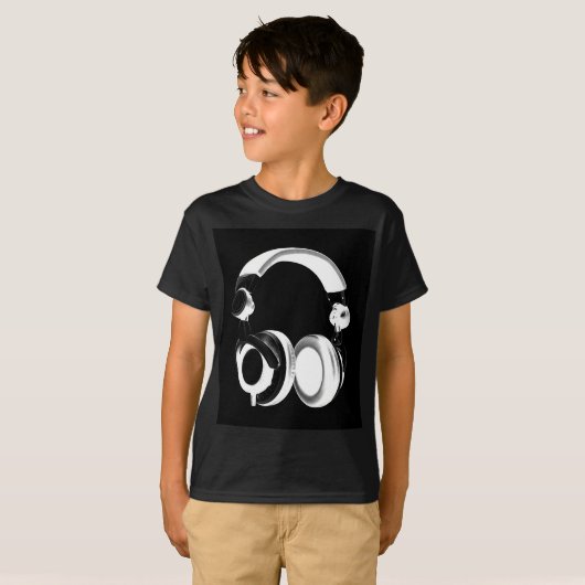 Silhouette für Schwarzweiß-Headphones T-Shirt (Vorne ganz)