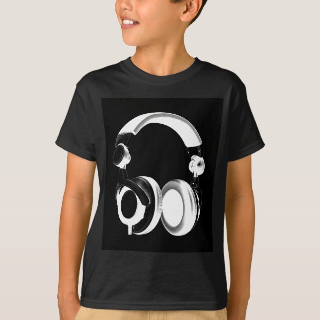 Silhouette für Schwarzweiß-Headphones T-Shirt (Vorderseite)