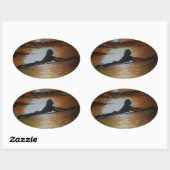 Silhouette für Surfer Ovaler Aufkleber (Blatt)