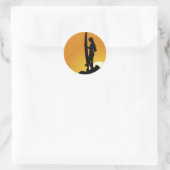 Silhouette für Surfer Runder Aufkleber (Tasche)