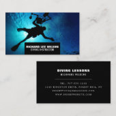 Silhouette für Tiefseetaucher, Tauchlehrer Visitenkarte (Vorne/Hinten)