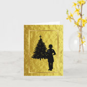 Silhouette für weibliche Ärzte Goldene Weihnachtsk Karte (Gelbe Blume)