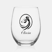 Silhouette für weibliche Golfspieler Personalisier Weinglas Ohne Stiel (Vorderseite)