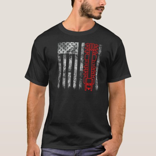 Silhouette Fuse Cutout American Flag Lineman 1 T-Shirt (Vorderseite)