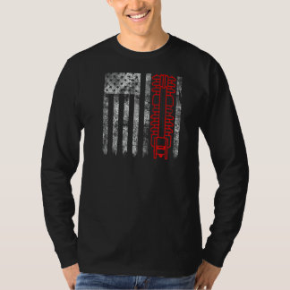 Silhouette Fuse Cutout American Flag Lineman 1 T-Shirt