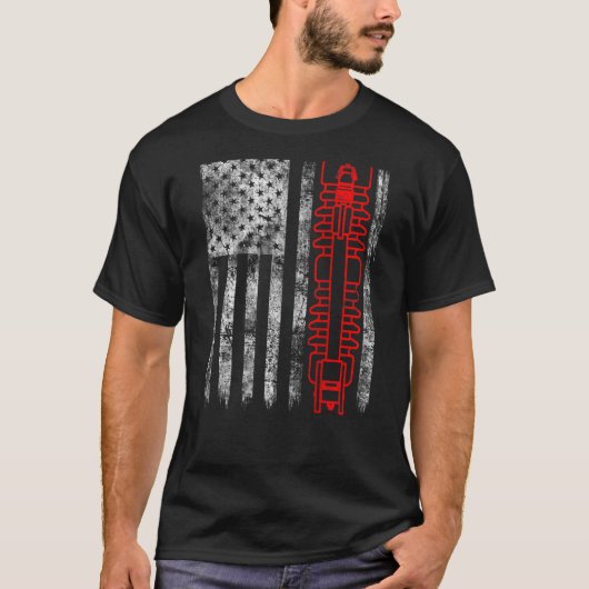 Silhouette Fuse Cutout American Flag Lineman T-Shirt (Vorderseite)