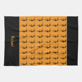 Silhouette Fußball, afrikanische Kunstszene Geschirrtuch