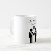 Silhouette Gay Grooms mit Regenbogenherz Kaffeetasse (Vorderseite Links)