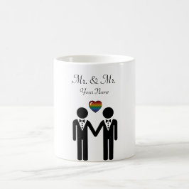 Silhouette Gay Grooms mit Regenbogenherz Kaffeetasse