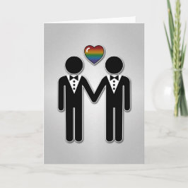 Silhouette Gay Grooms mit Regenbogenherz Karte
