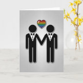Silhouette Gay Grooms mit Regenbogenherz Karte (Gelbe Blume)