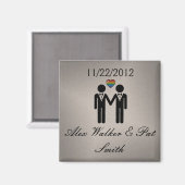 Silhouette Gay Grooms mit Regenbogenherz Magnet (Vorderseite/Rückseite)