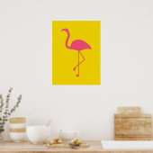 Silhouette Gelb und Rosa Flamingo Poster (Küche)