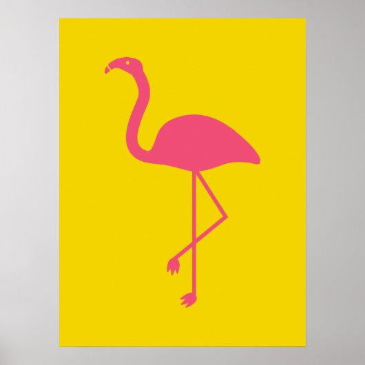Silhouette Gelb und Rosa Flamingo Poster (Vorne)