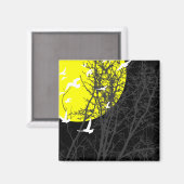 Silhouette: Gelber Mond Magnet (Vorderseite/Rückseite)