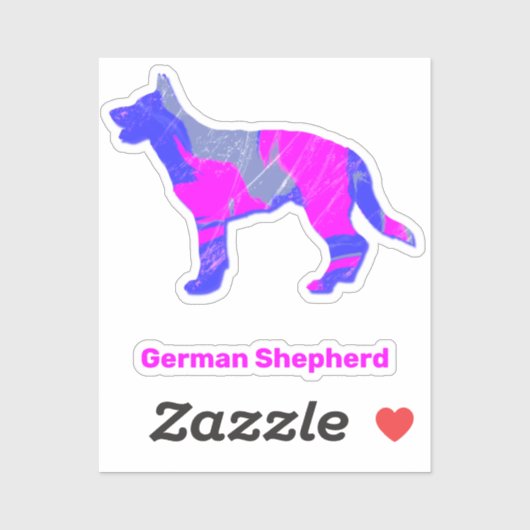 Silhouette "German Shepherd" Pink&Blue Sticker (Blatt)