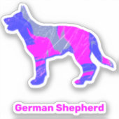 Silhouette "German Shepherd" Pink&Blue Sticker (Vorderseite)