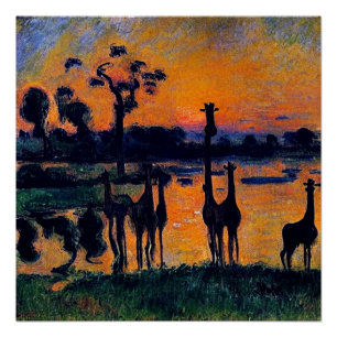 Silhouette Giraffen Poster