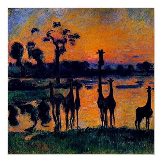 Silhouette Giraffen Poster (Vorderseite)