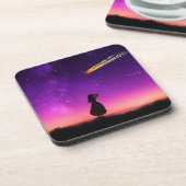Silhouette Girl beobachtet Meteorabsturz auf der E Getränkeuntersetzer (Linke Seite)