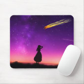 Silhouette Girl beobachtet Meteorabsturz auf der E Mousepad (Mit Mouse)