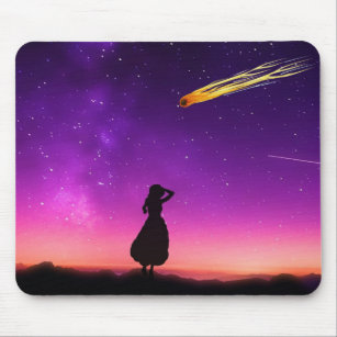 Silhouette Girl beobachtet Meteorabsturz auf der E Mousepad
