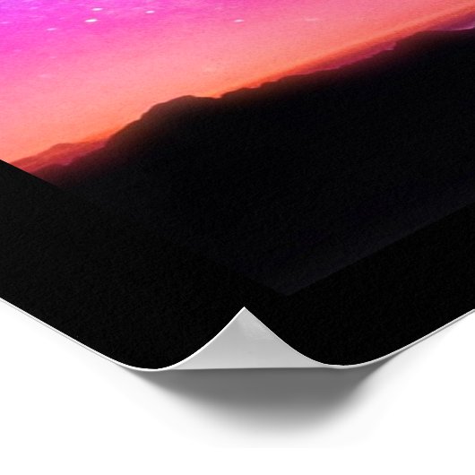 Silhouette Girl beobachtet Meteorabsturz auf der E Poster (Ecke)