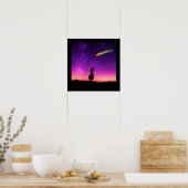 Silhouette Girl beobachtet Meteorabsturz auf der E Poster (Küche)