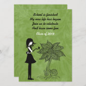 Silhouette Girl, Butterfly und Blume Abschluss Einladung (Vorne/Hinten)