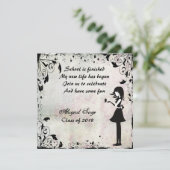 Silhouette Girl mit Schmetterling Abschluss Einlad Einladung (Stehend Vorderseite)