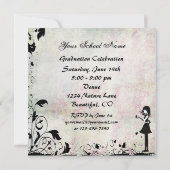 Silhouette Girl mit Schmetterling Abschluss Einlad Einladung (Rückseite)