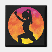 Silhouette-Girl-Workout-Mond Magnet (Vorne)
