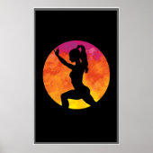 Silhouette-Girl-Workout-Mond Poster (Vorne)