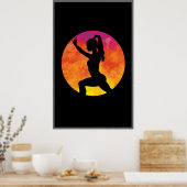 Silhouette-Girl-Workout-Mond Poster (Küche)