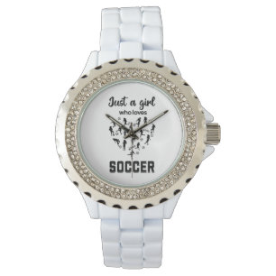 Silhouette Girls spielen Fußball Armbanduhr